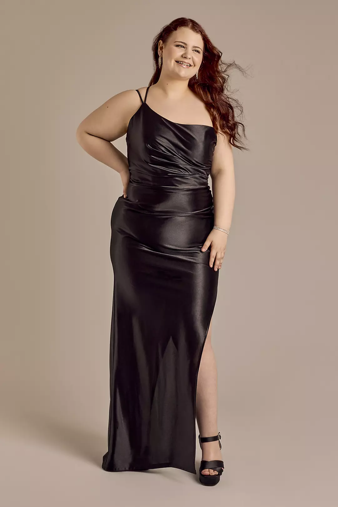 Sculpting Satin One-Shoulder Sheath Dress - Image 5