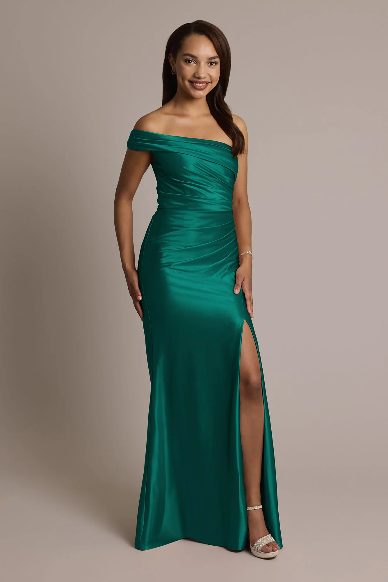 Sculpting Satin Ruched Sheath Dress - Image 18
