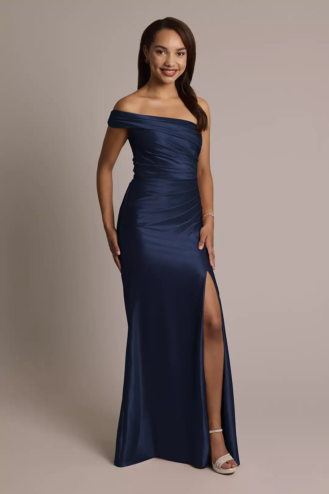 Sculpting Satin Ruched Sheath Dress - Image 33