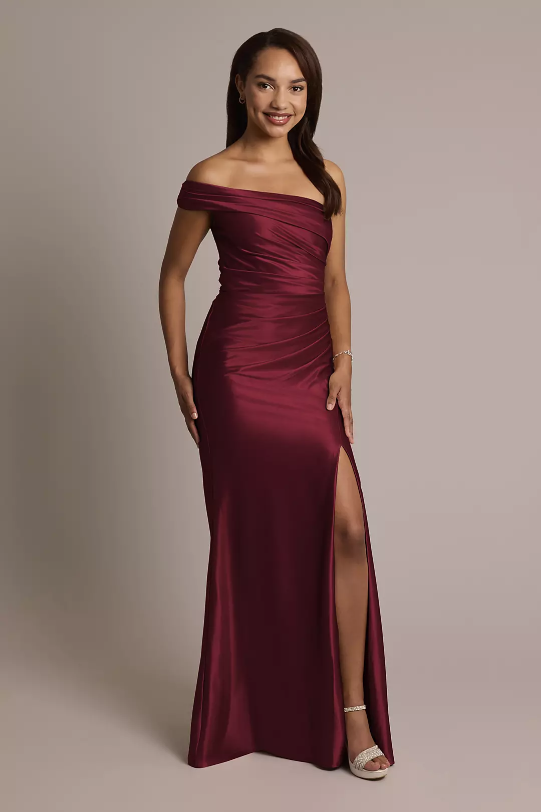 Sculpting Satin Ruched Sheath Dress - Image 38