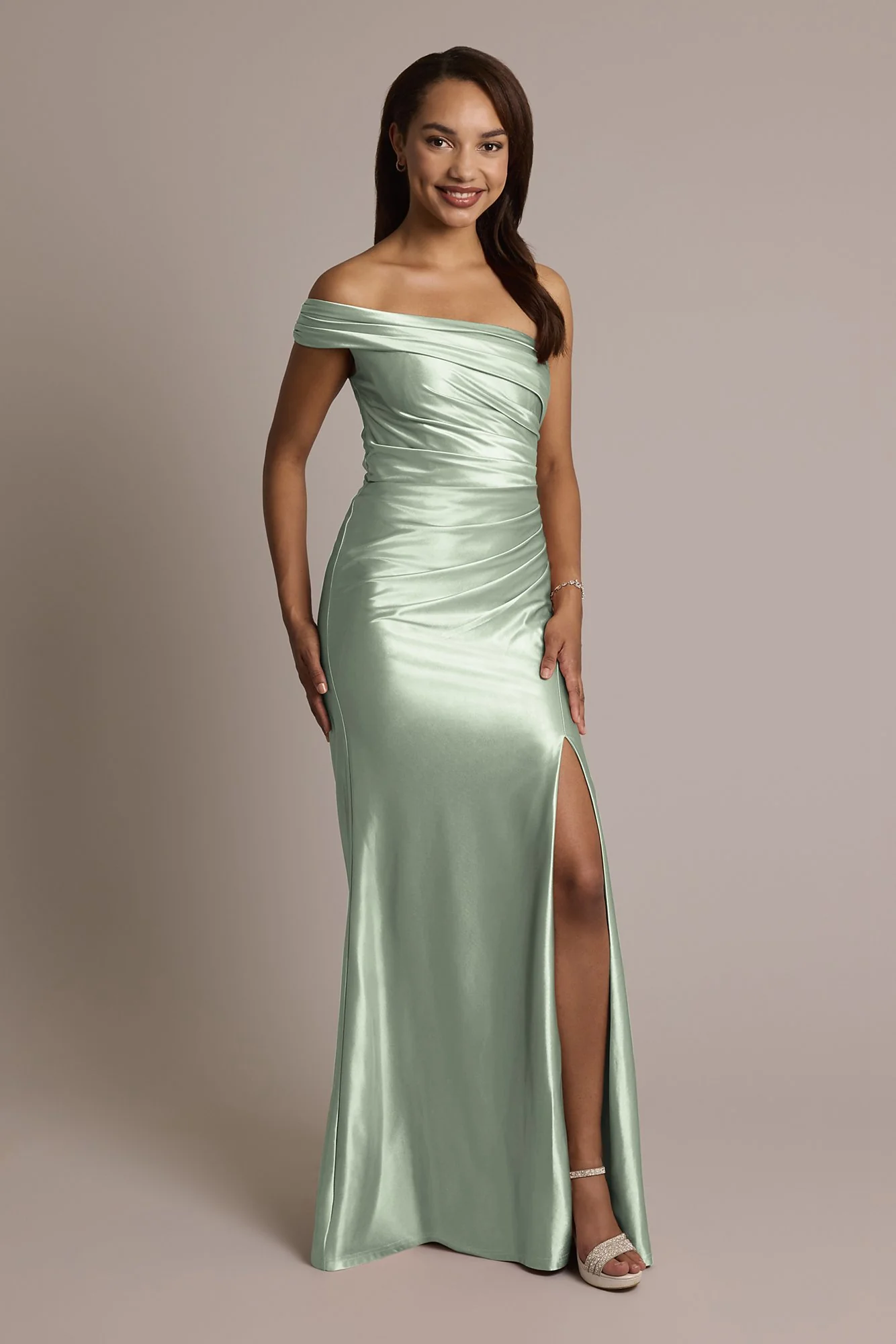 Sculpting Satin Ruched Sheath Dress - Image 7