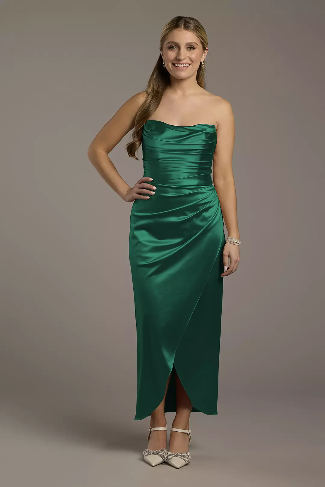 Sculpting Satin Sculpted Neckline Midi Dress - Image 39