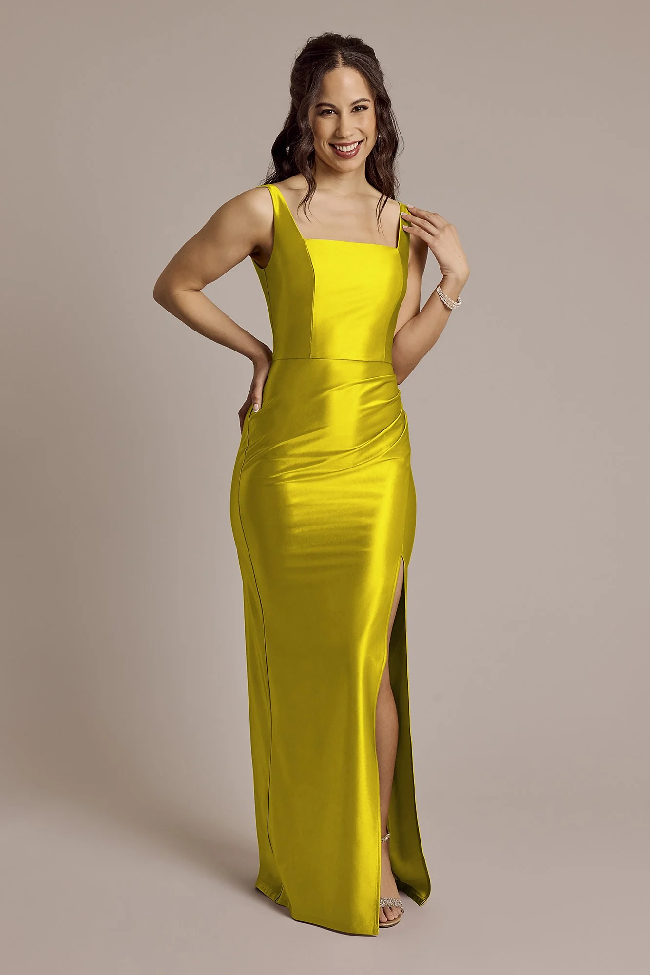 Sculpting Satin Square Neck Tank Dress - Image 21