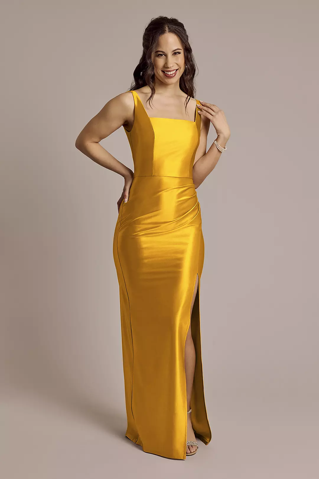 Sculpting Satin Square Neck Tank Dress - Image 60