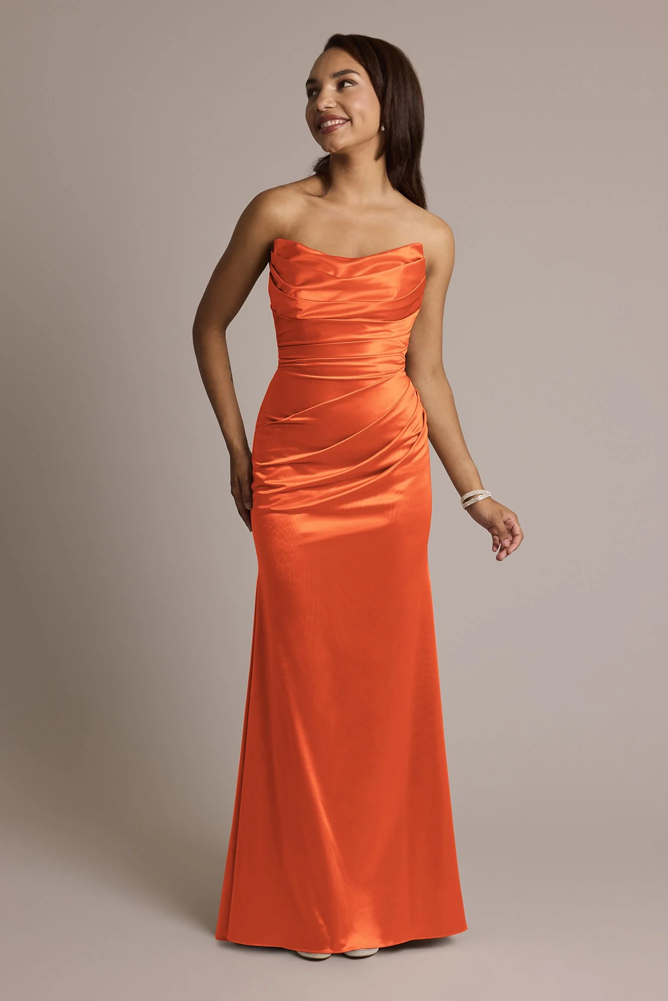 Sculpting Satin Strapless Mermaid Dress - Image 12