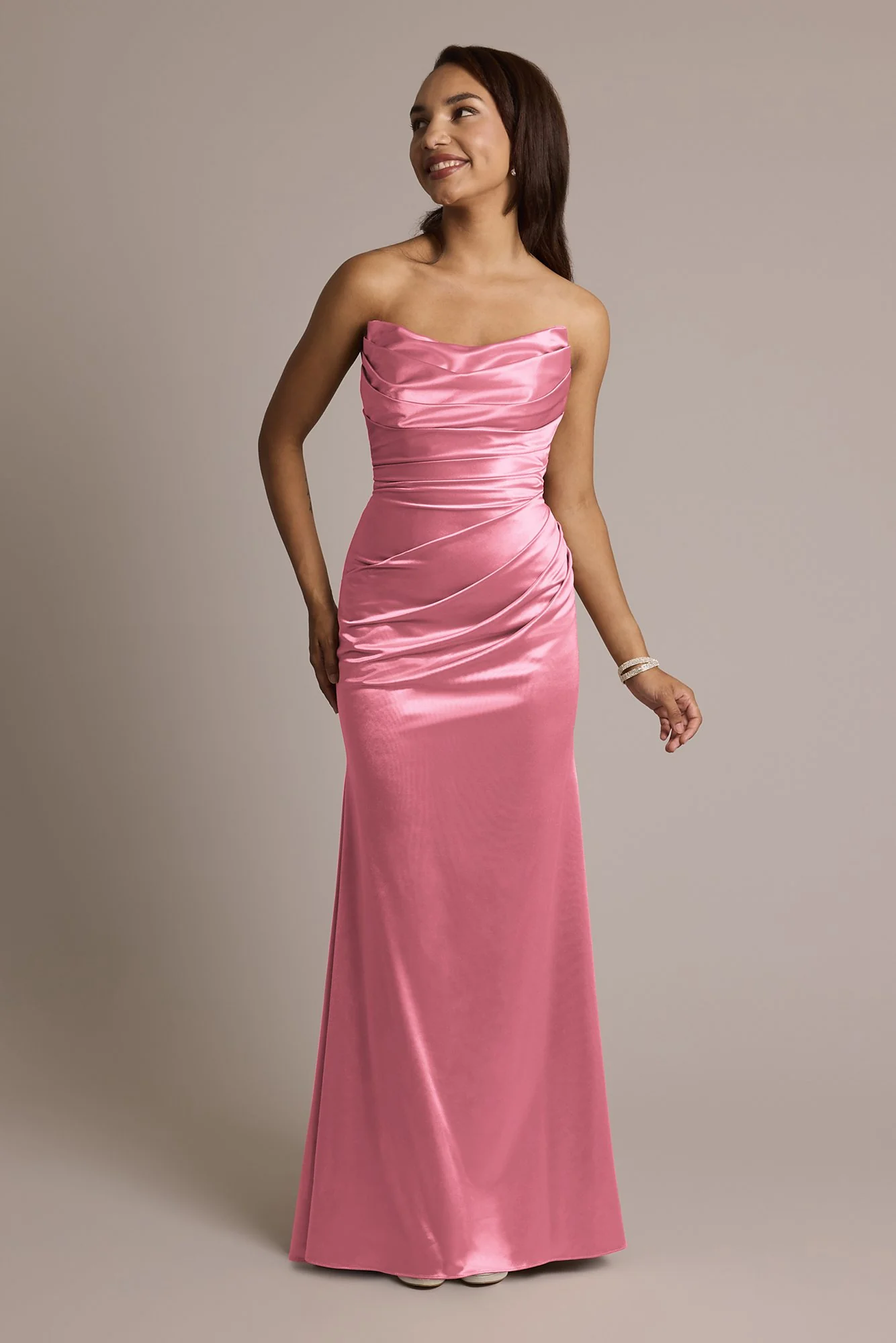 Sculpting Satin Strapless Mermaid Dress - Image 13