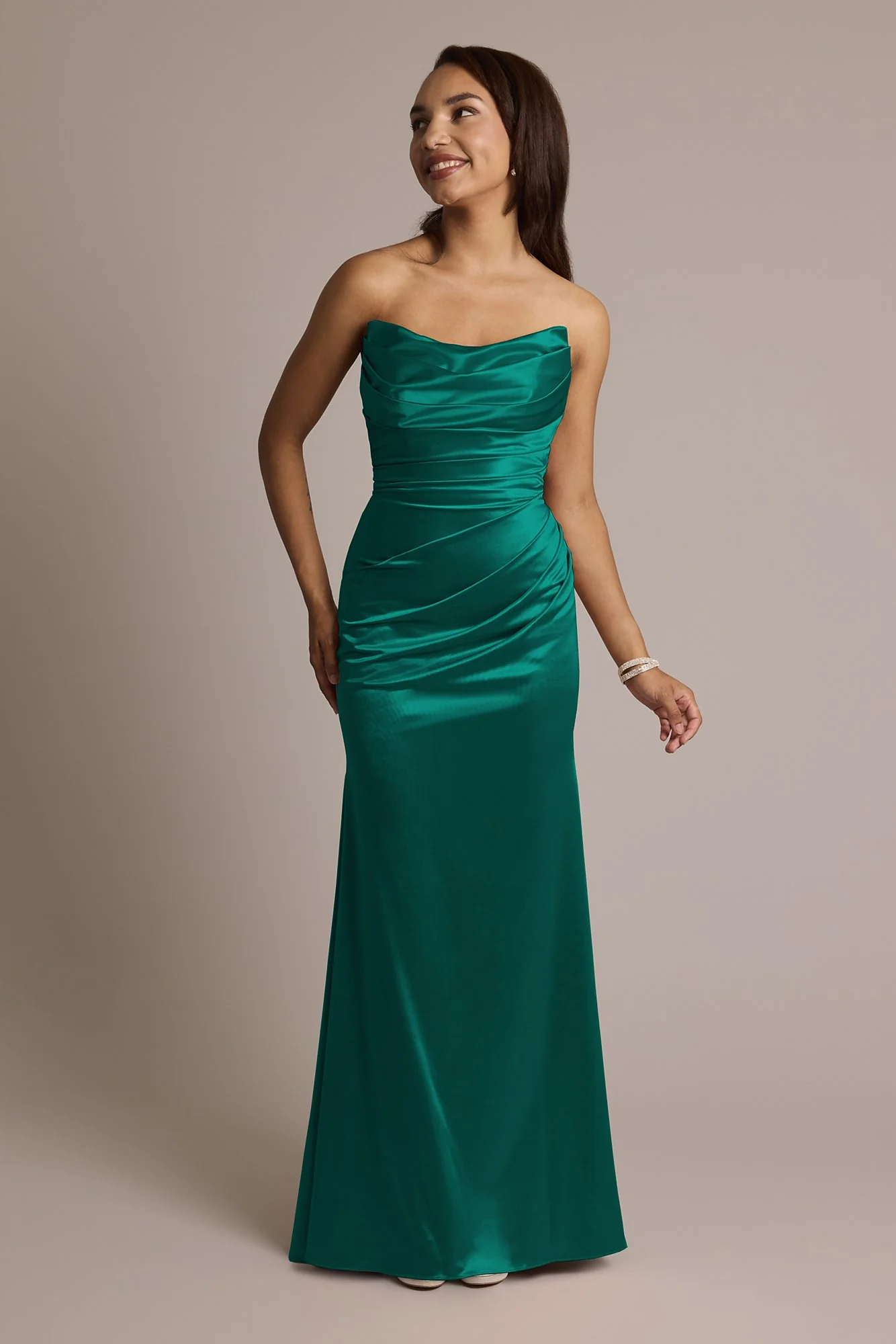 Sculpting Satin Strapless Mermaid Dress - Image 14