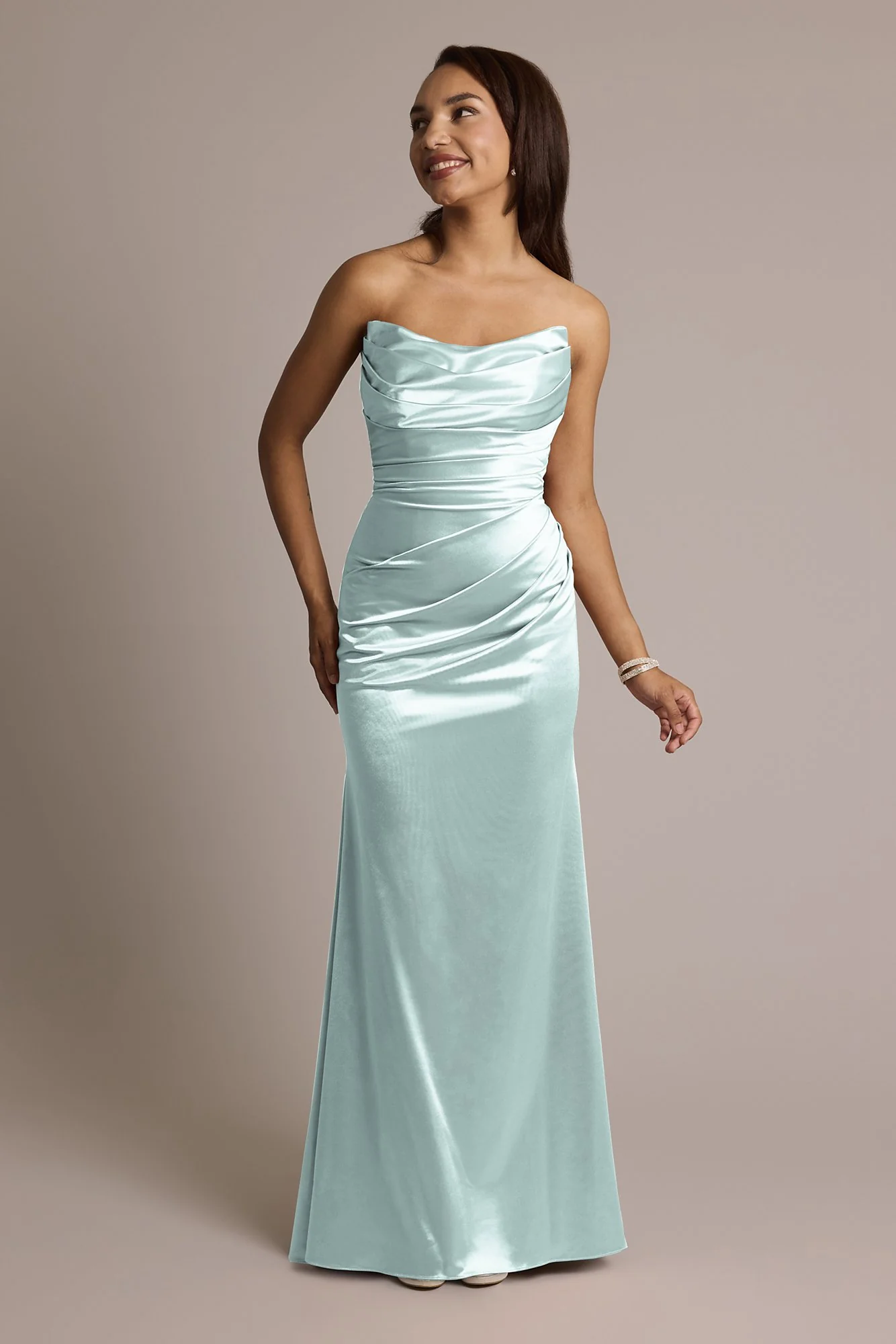 Sculpting Satin Strapless Mermaid Dress - Image 16