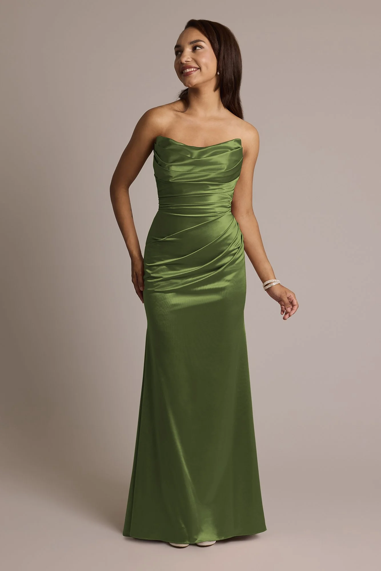 Sculpting Satin Strapless Mermaid Dress - Image 2