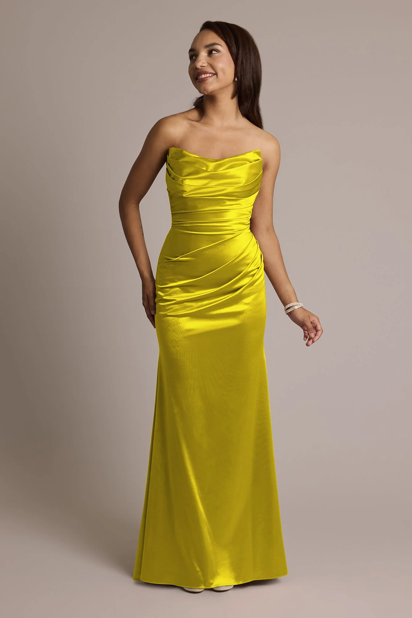 Sculpting Satin Strapless Mermaid Dress - Image 22