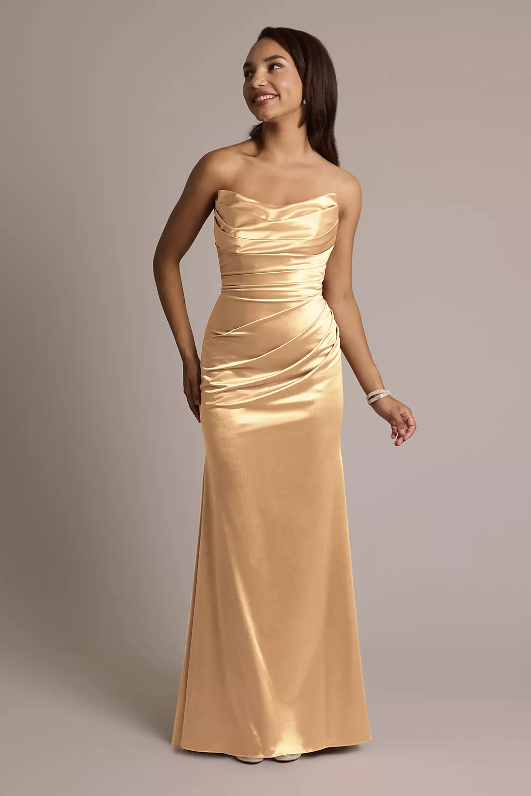 Sculpting Satin Strapless Mermaid Dress - Image 24