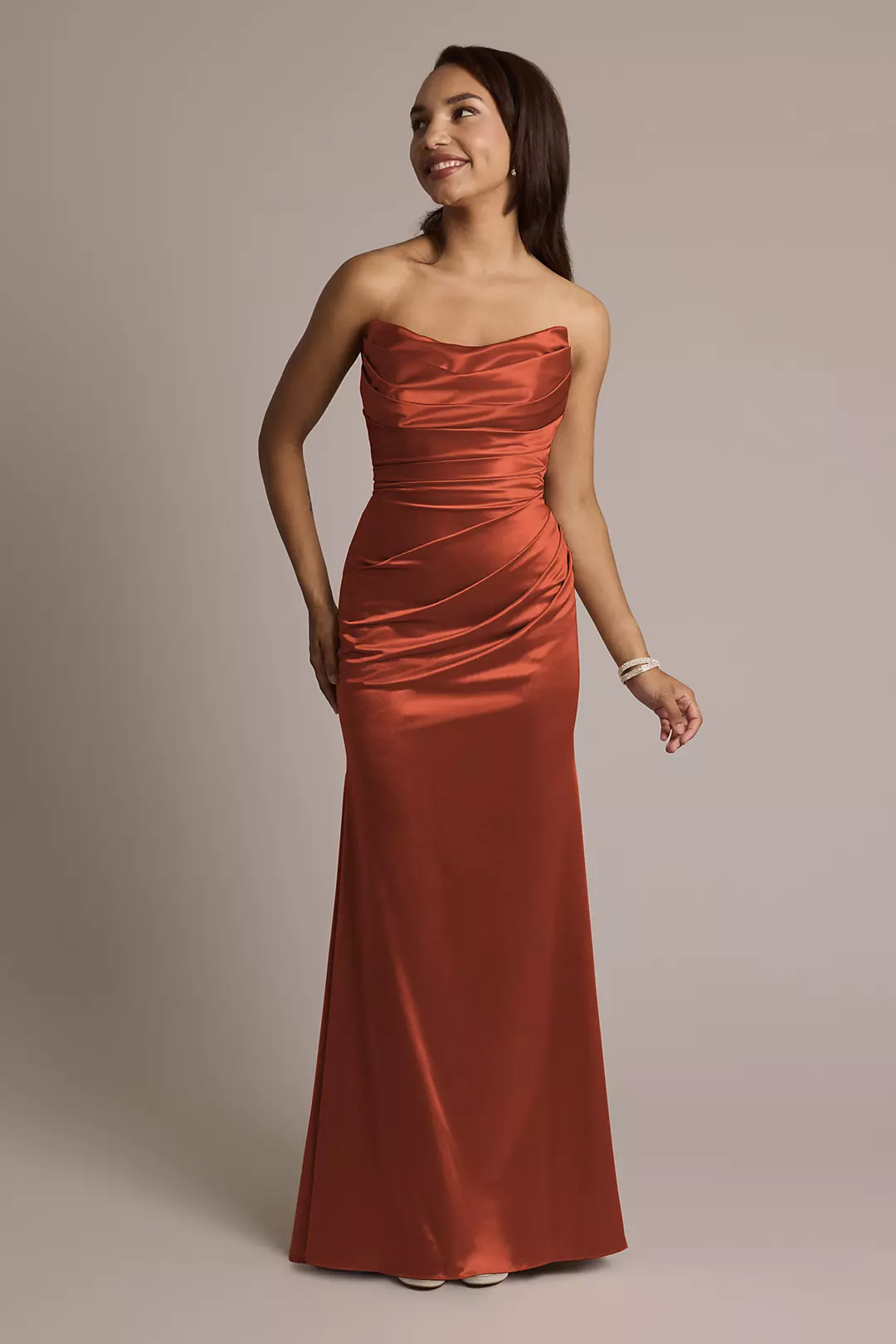 Sculpting Satin Strapless Mermaid Dress - Image 36