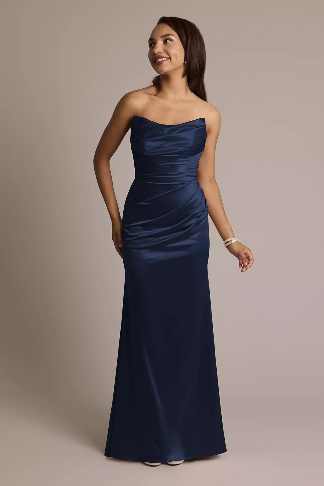 Sculpting Satin Strapless Mermaid Dress - Image 37
