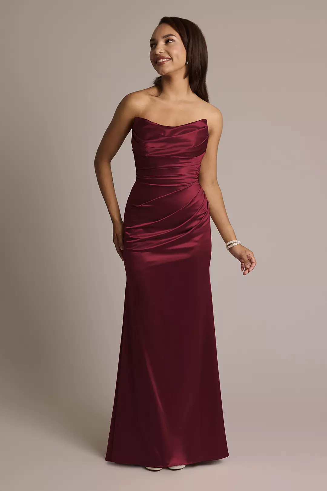 Sculpting Satin Strapless Mermaid Dress - Image 44
