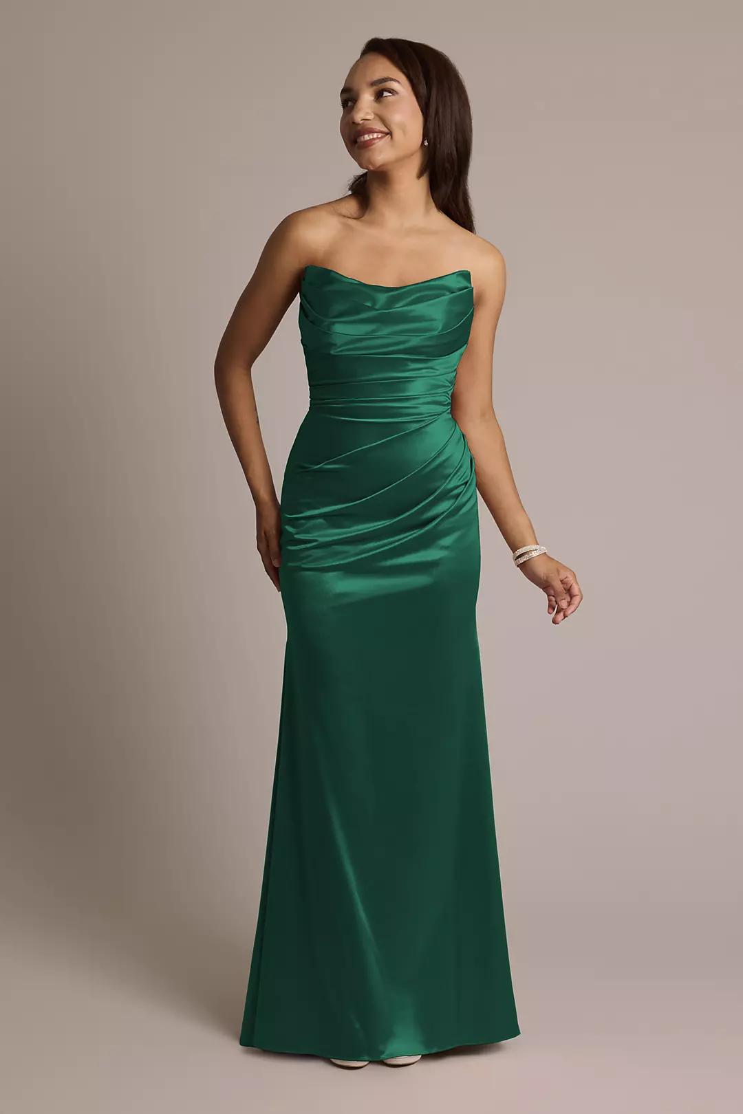 Sculpting Satin Strapless Mermaid Dress - Image 46