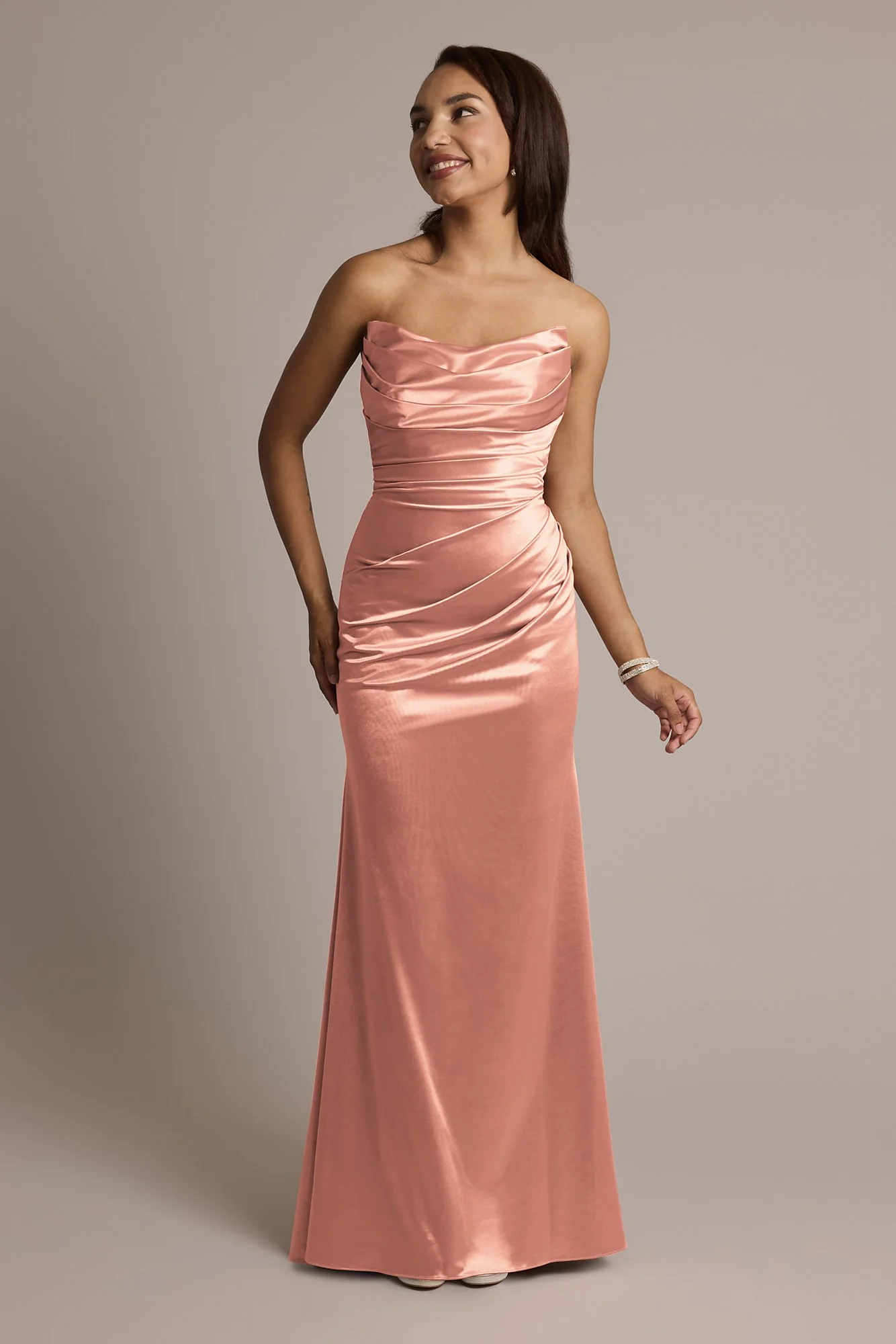 Sculpting Satin Strapless Mermaid Dress - Image 5