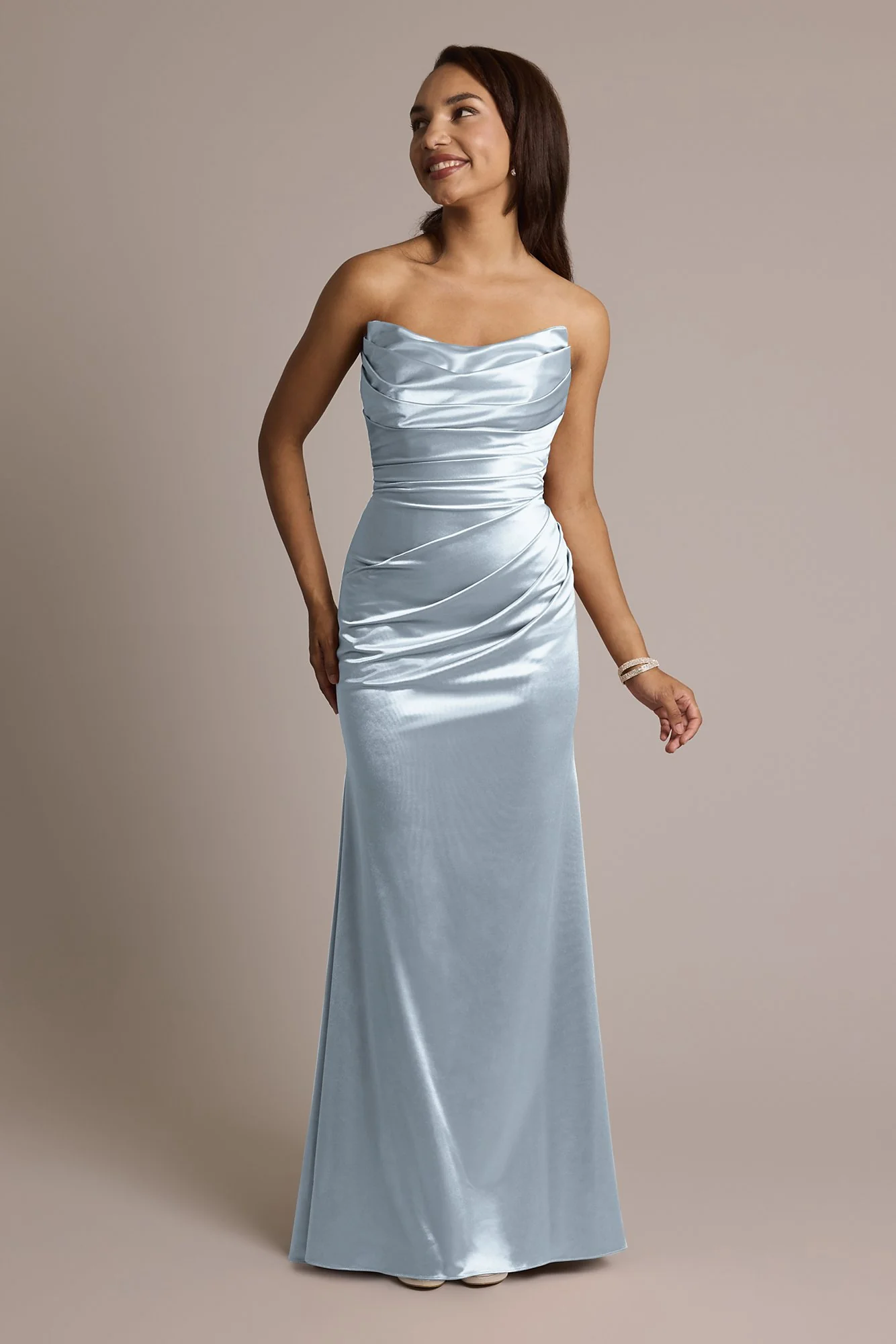 Sculpting Satin Strapless Mermaid Dress - Image 6