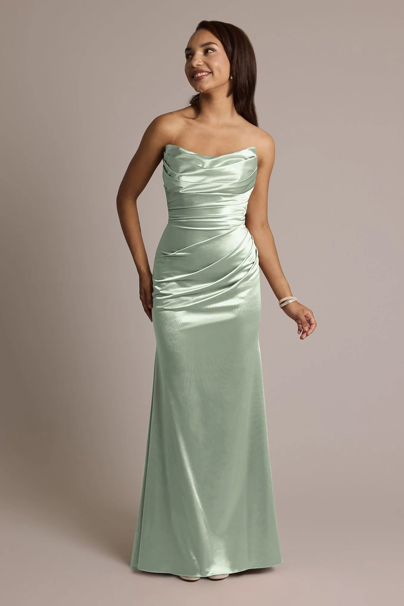 Sculpting Satin Strapless Mermaid Dress - Image 7