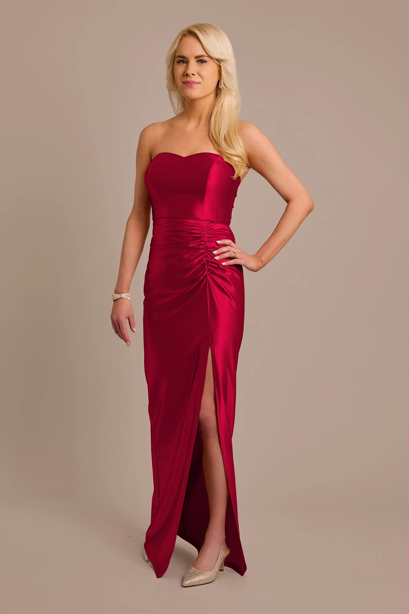 Sculpting Satin Sweetheart Ruched Dress - Image 34