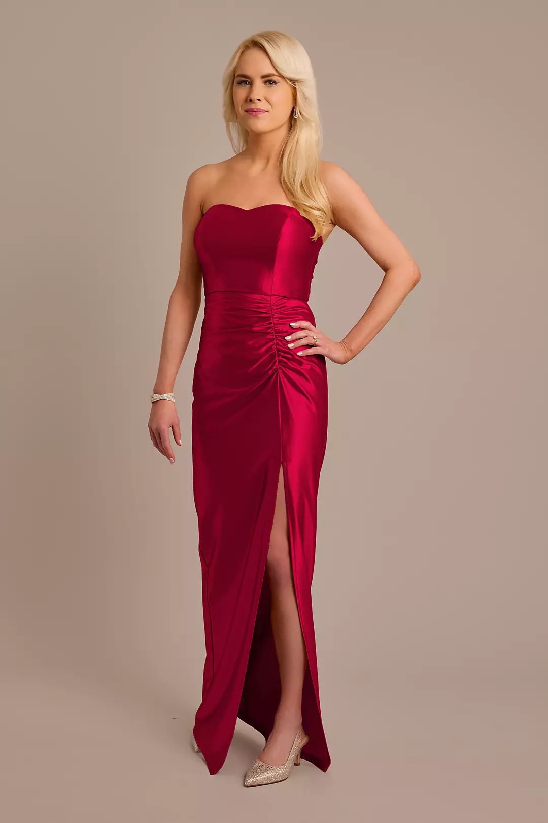 Sculpting Satin Sweetheart Ruched Dress - Image 39