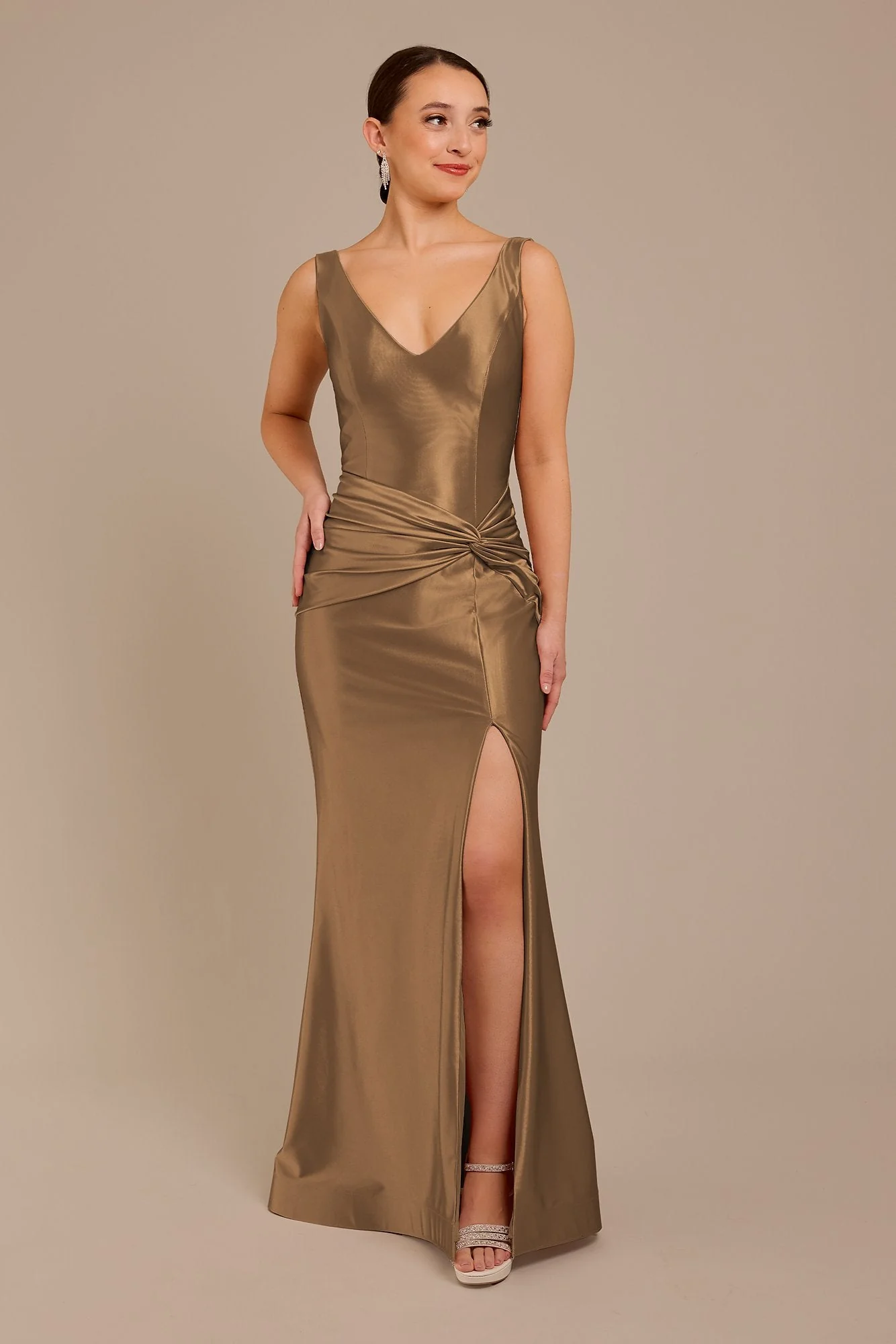 Sculpting Satin Tank Knot Dress - Image 23
