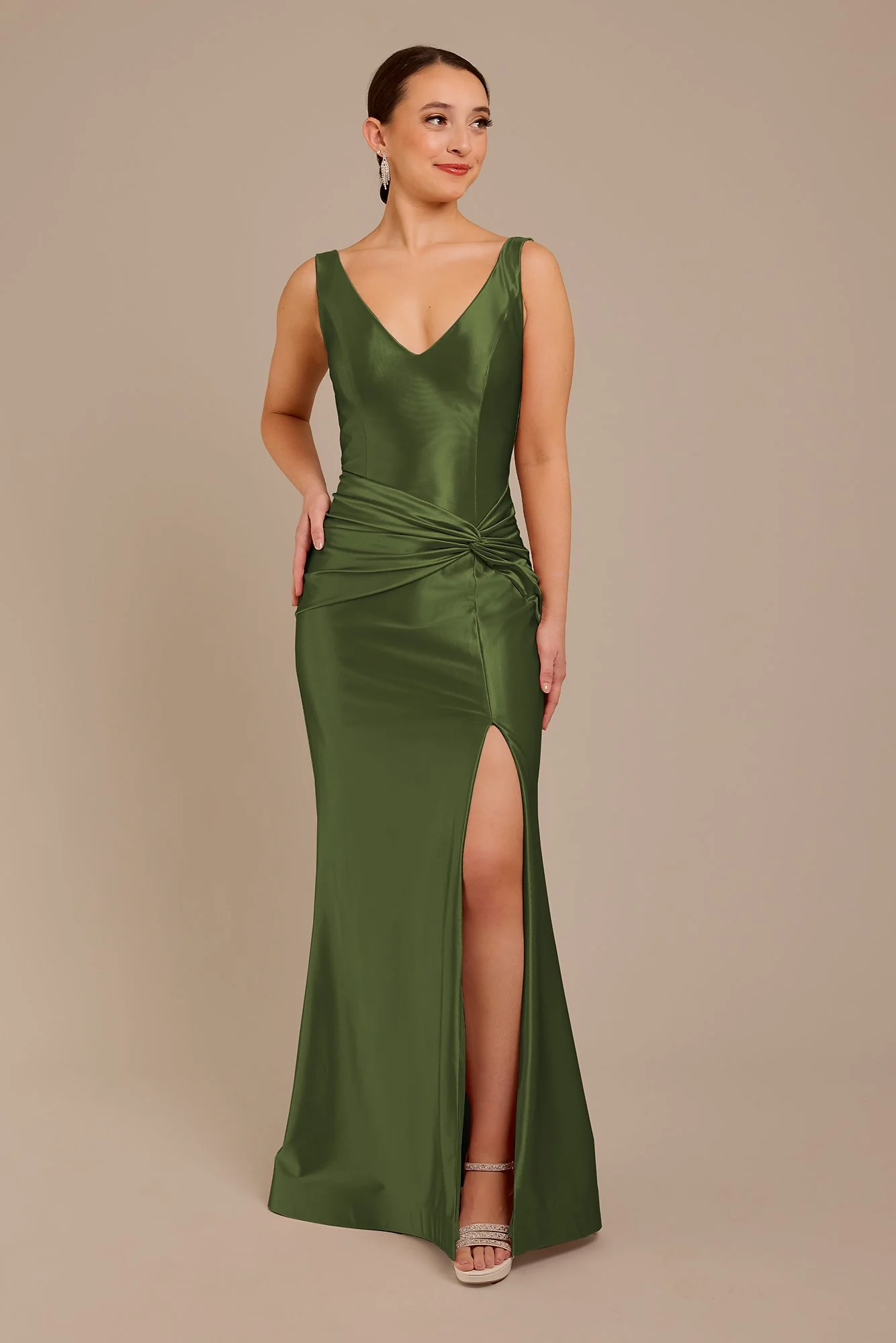 Sculpting Satin Tank Knot Dress - Image 3