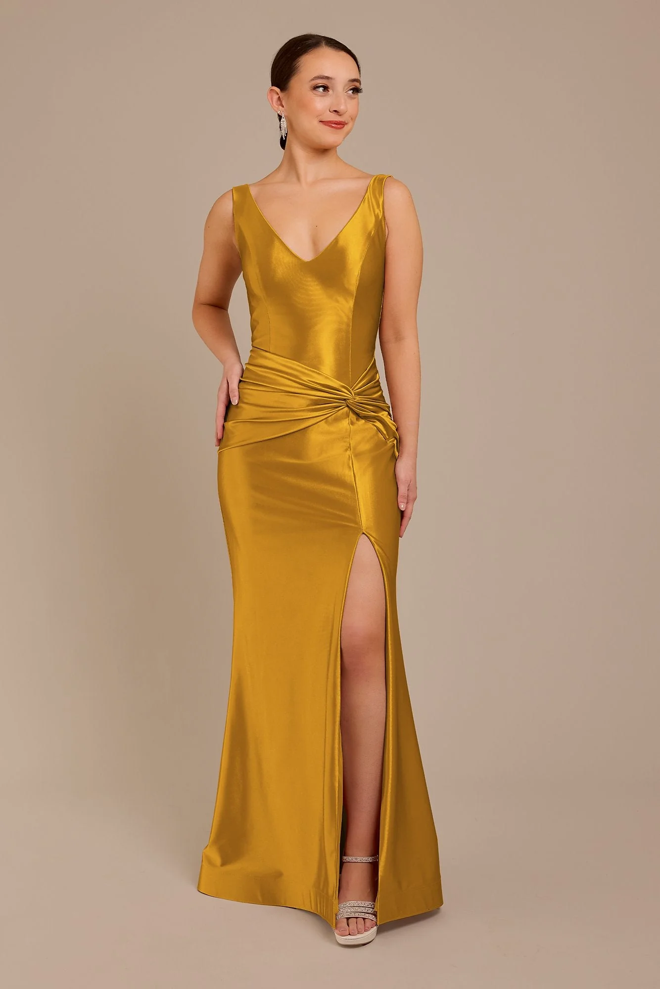 Sculpting Satin Tank Knot Dress - Image 35