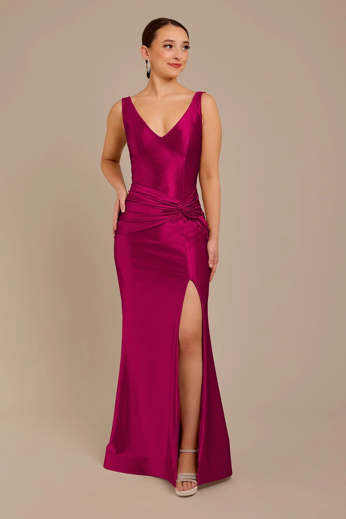 Sculpting Satin Tank Knot Dress - Image 36