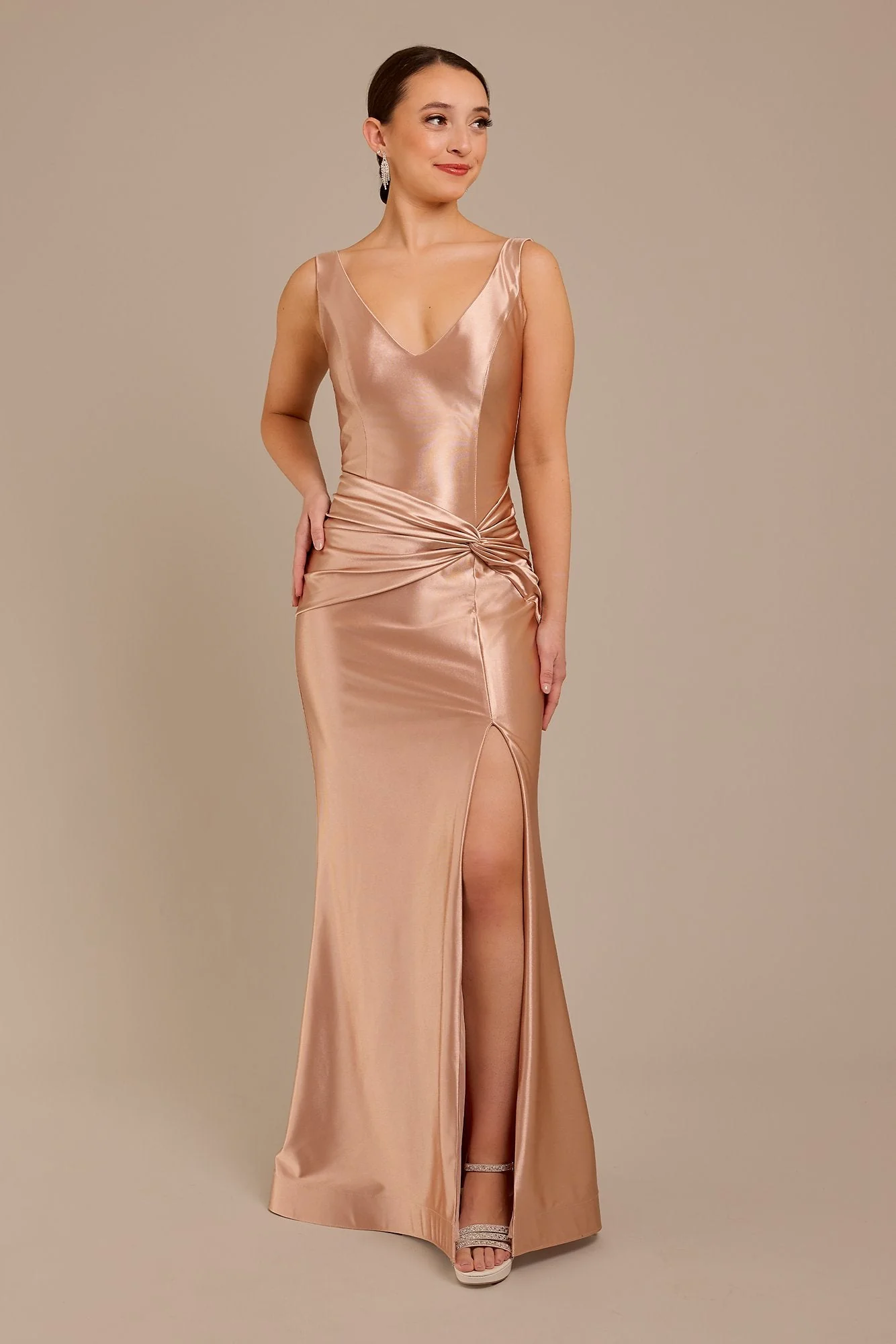 Sculpting Satin Tank Knot Dress - Image 5