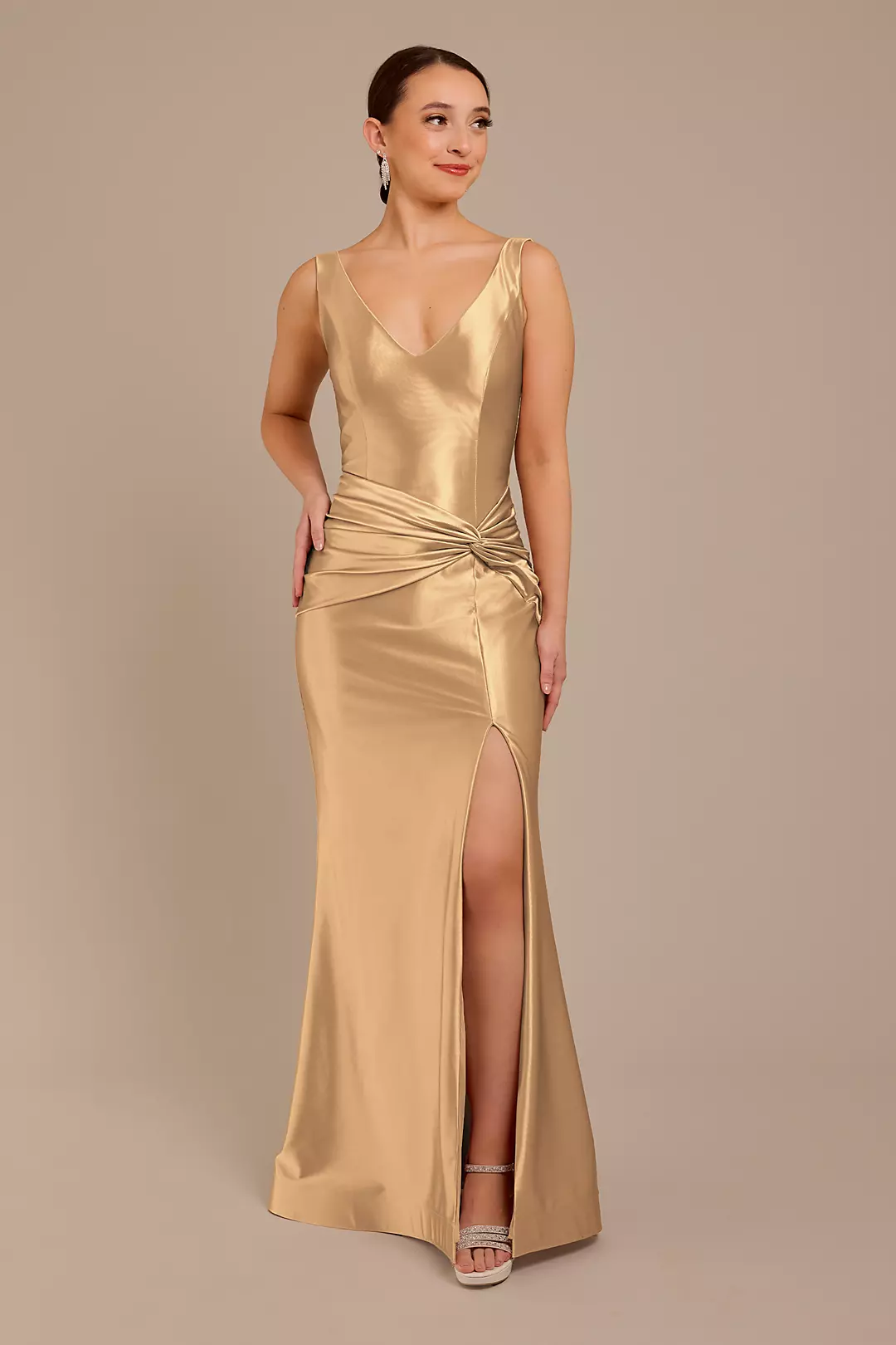 Sculpting Satin Tank Knot Dress - Image 70