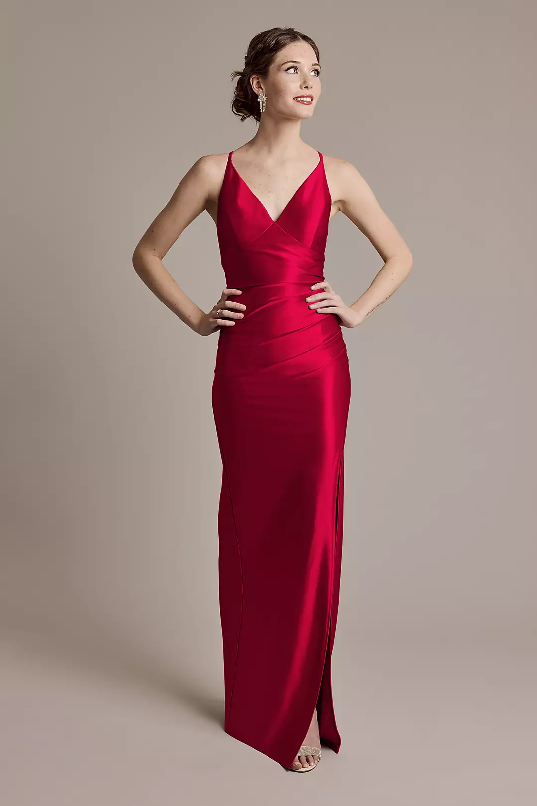 Sculpting Satin V-Neck Cross-Back Dress - Image 102
