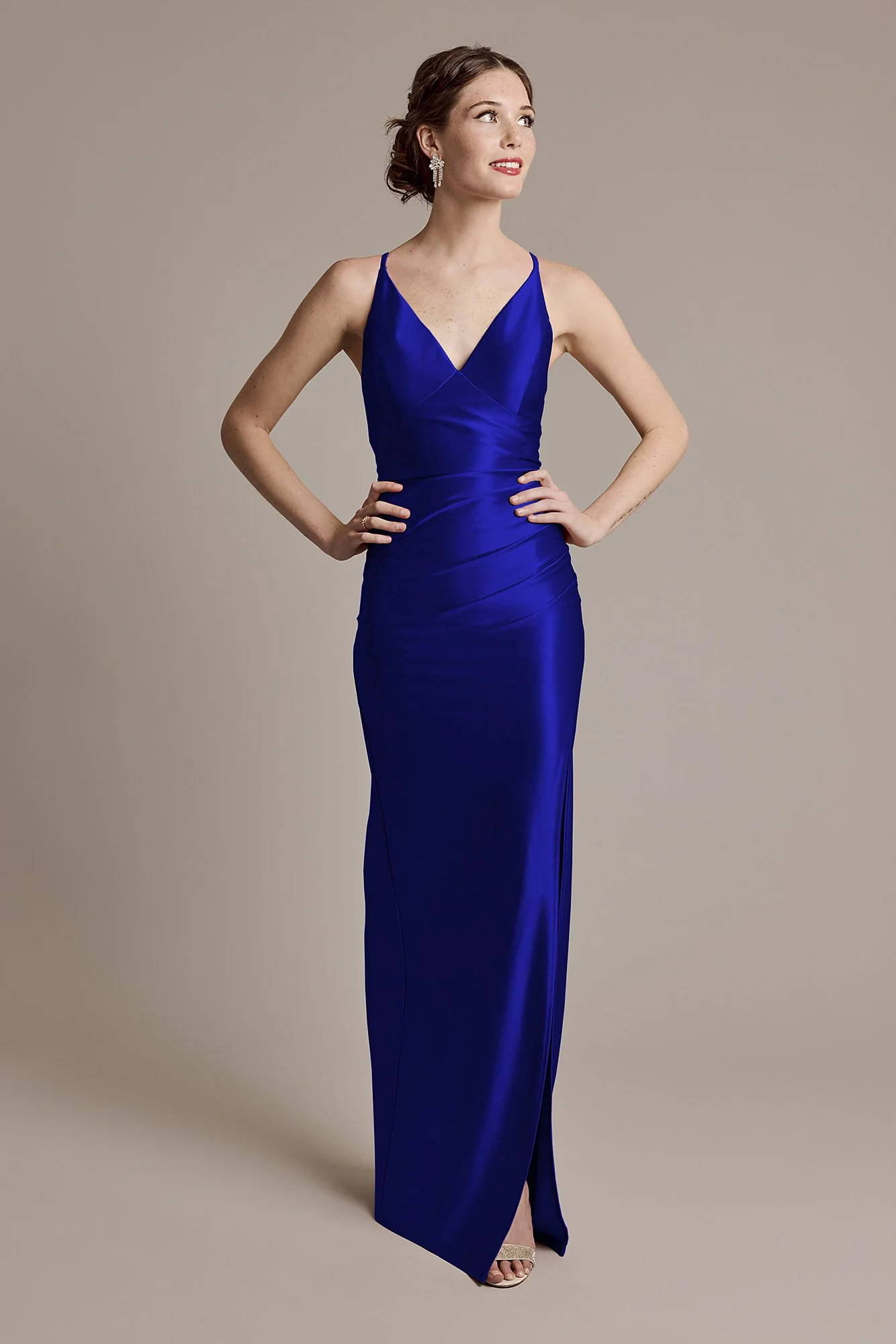 Sculpting Satin V-Neck Cross-Back Dress - Image 19