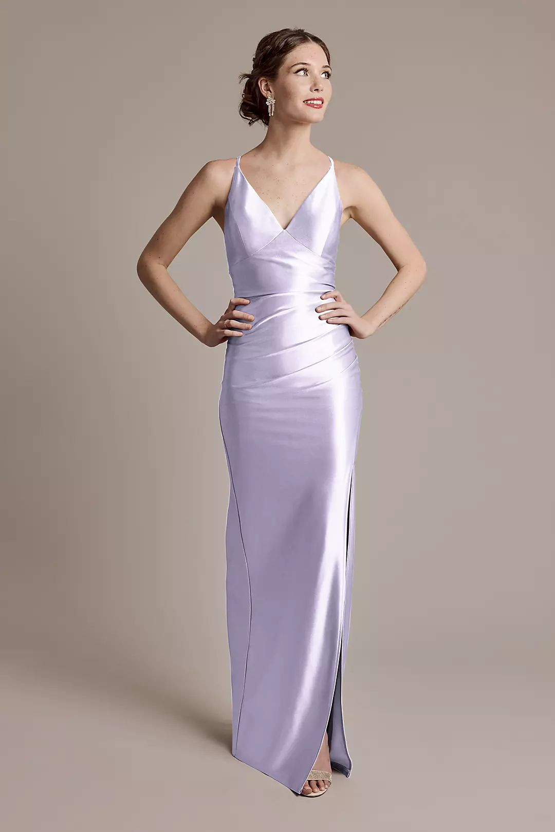 Sculpting Satin V-Neck Cross-Back Dress - Image 23
