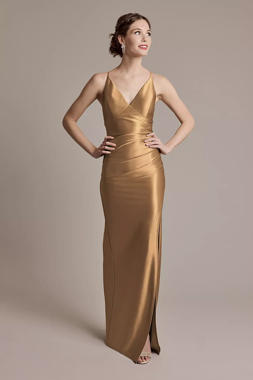 Sculpting Satin V-Neck Cross-Back Dress - Image 26