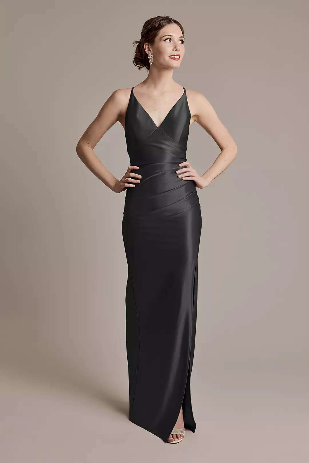 Sculpting Satin V-Neck Cross-Back Dress - Image 35