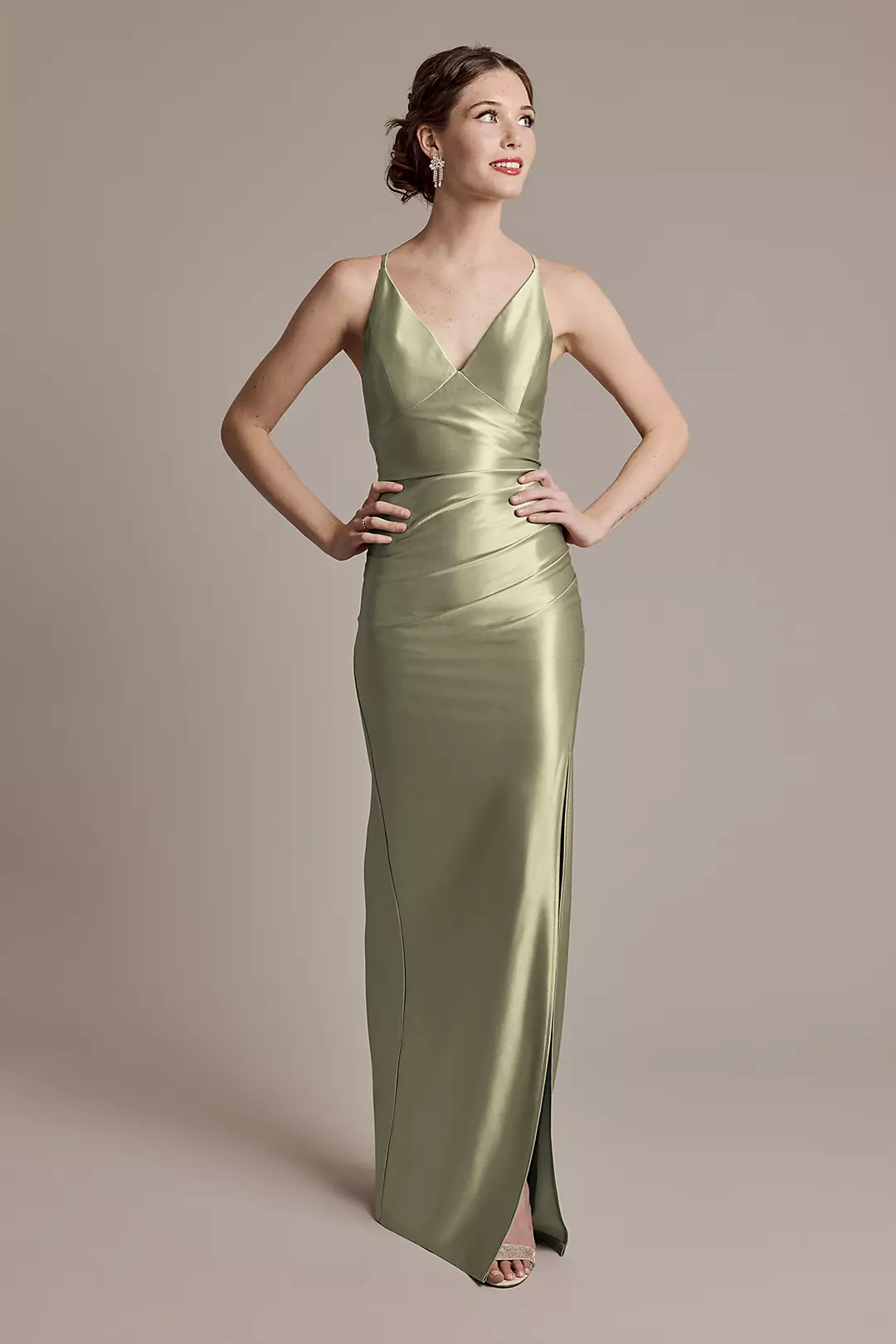 Sculpting Satin V-Neck Cross-Back Dress - Image 40