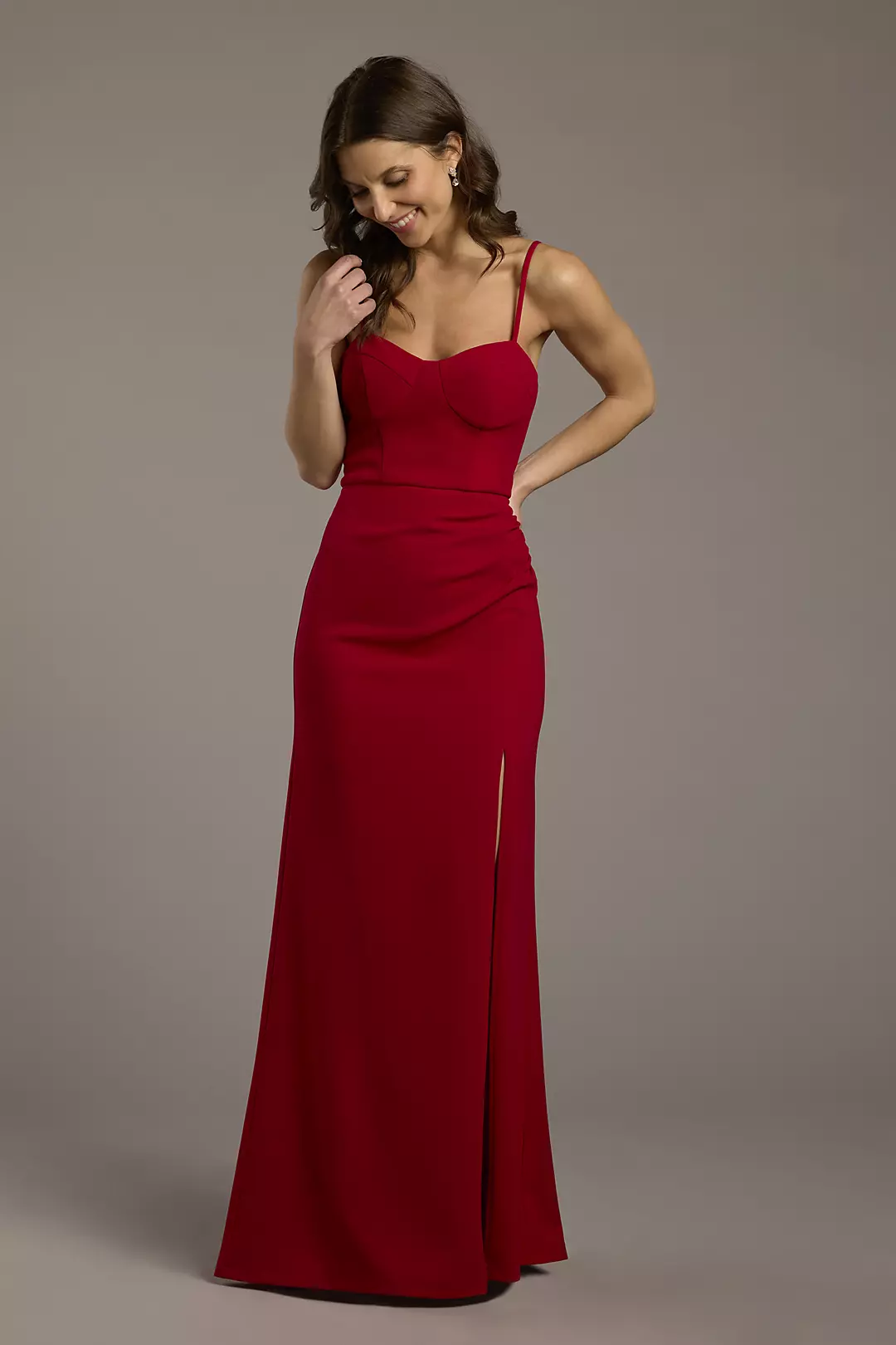 Seamed Corset Bodice Crepe Sheath Dress - Image 4