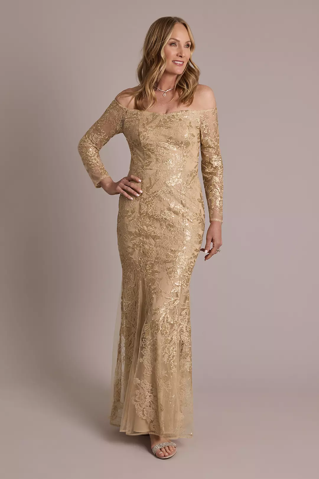 As Is Long-Sleeve Off-the-Shoulder Mermaid Dress - Image 3