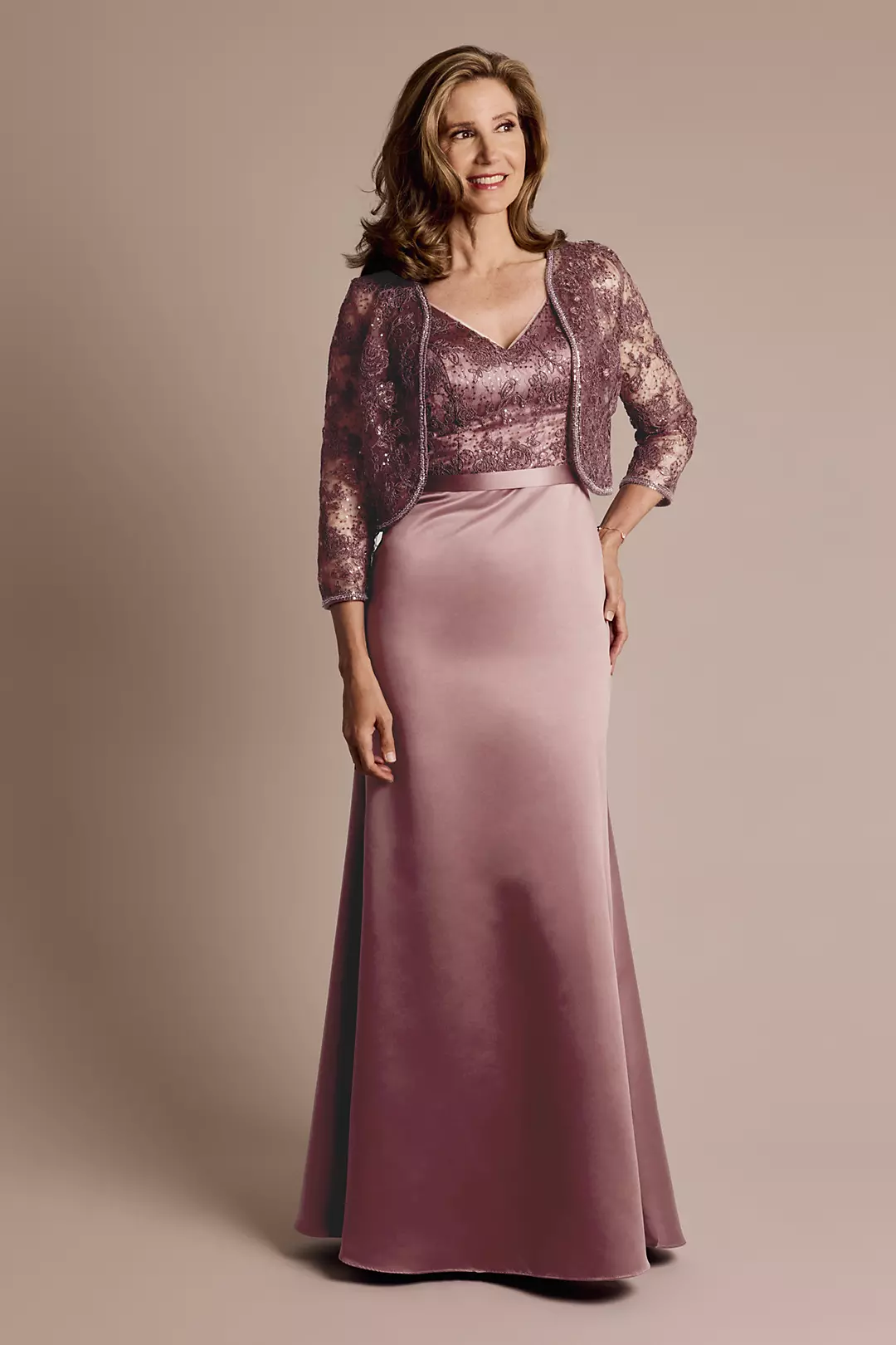 Sequin Embroidered Satin Jacket Dress - Image 3