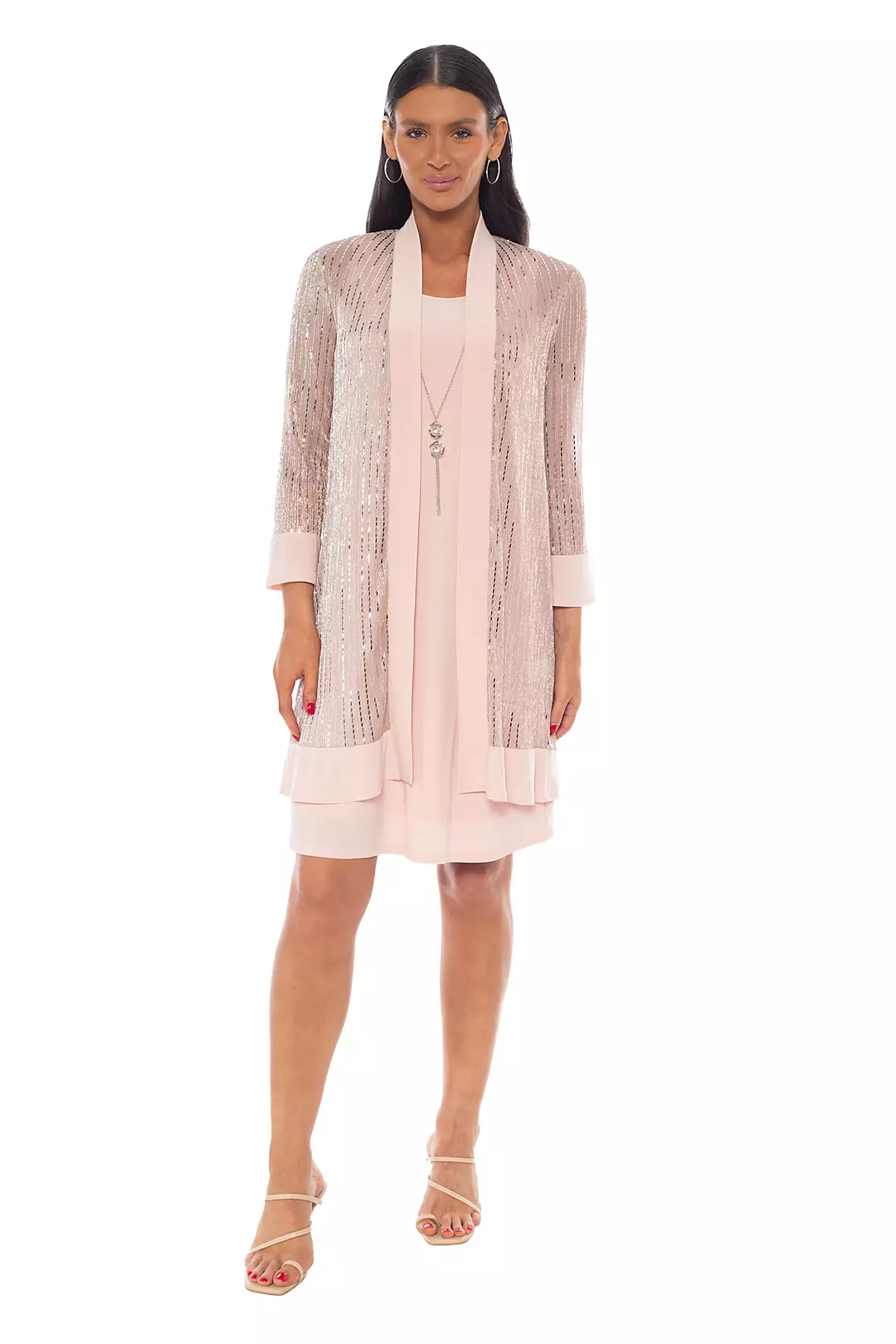 Sequin Jacket Dress with Necklace