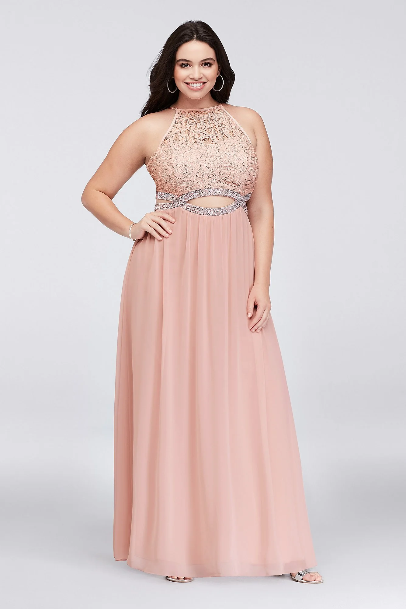 Sequin Lace and Infinity Cutout Chiffon Gown - Image 3
