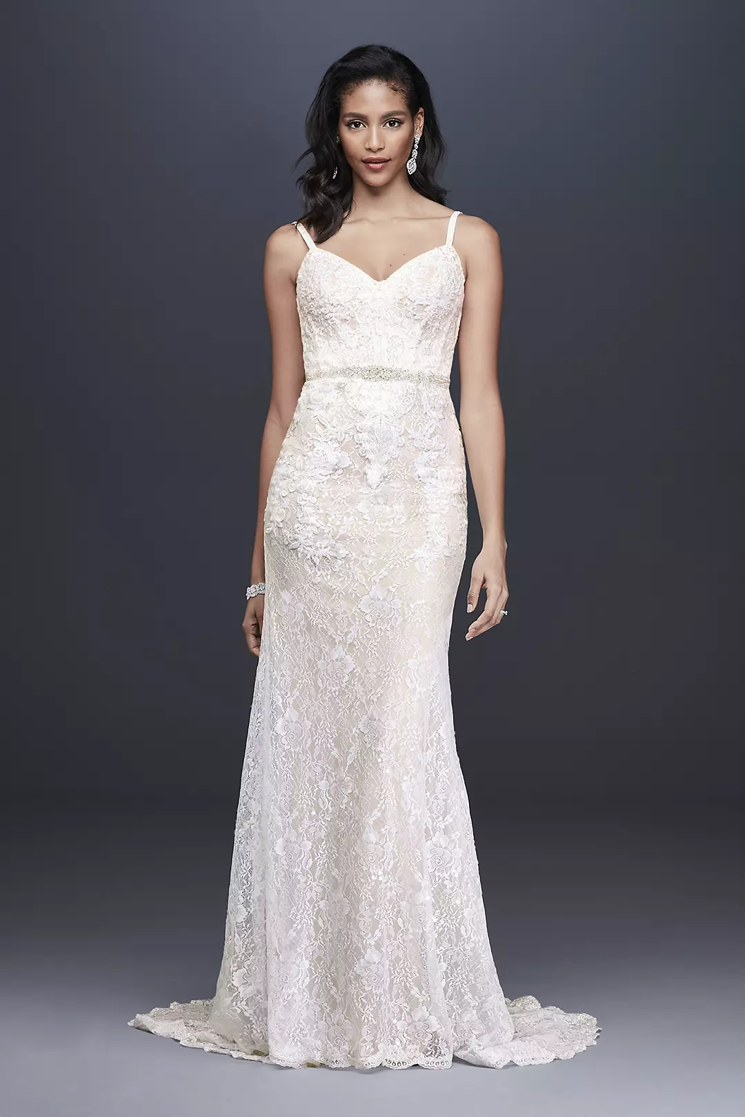 Lace Wedding Dress with Crystal Belt - Image 17