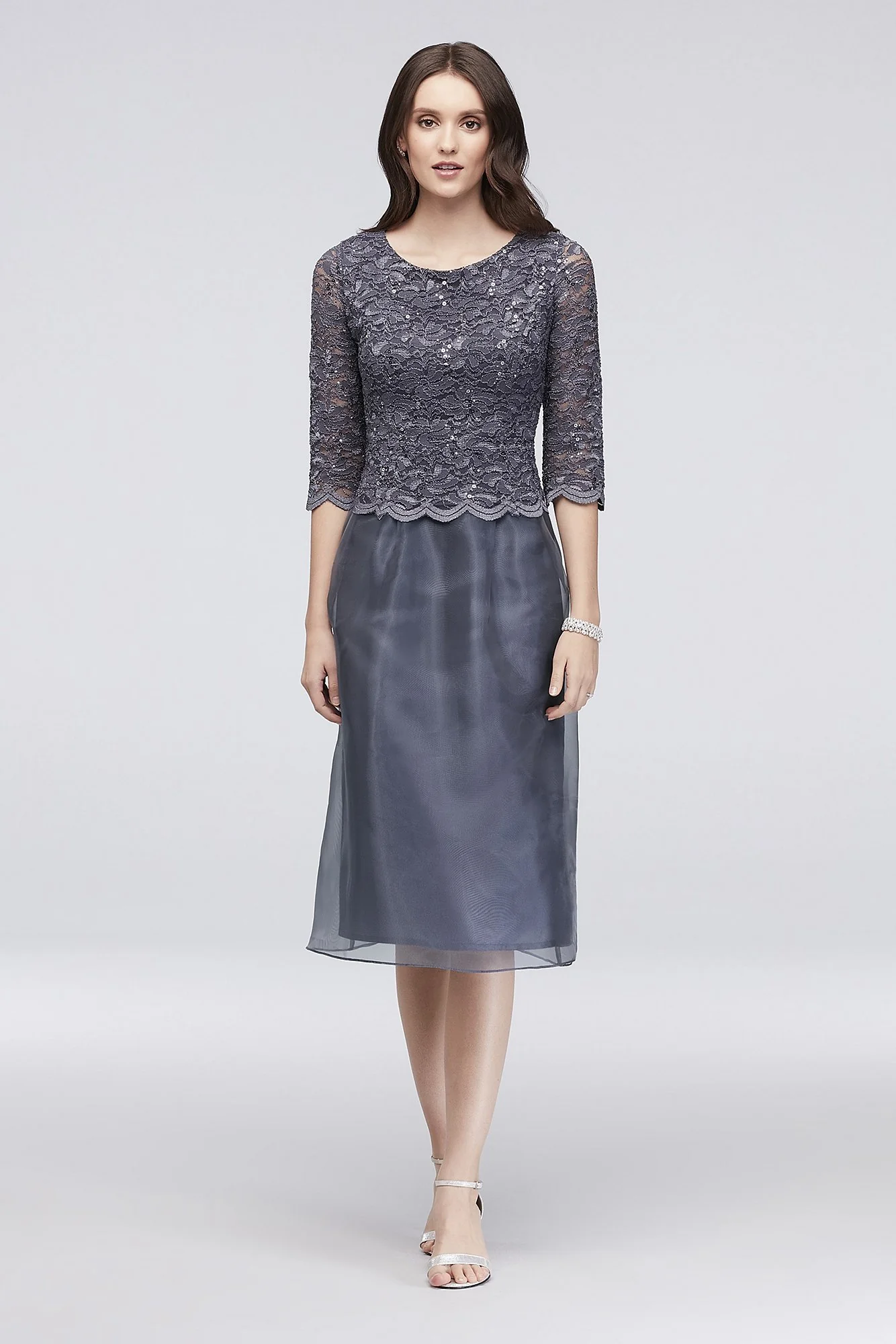 Sequin Lace Short A-Line Petite Mock Dress
