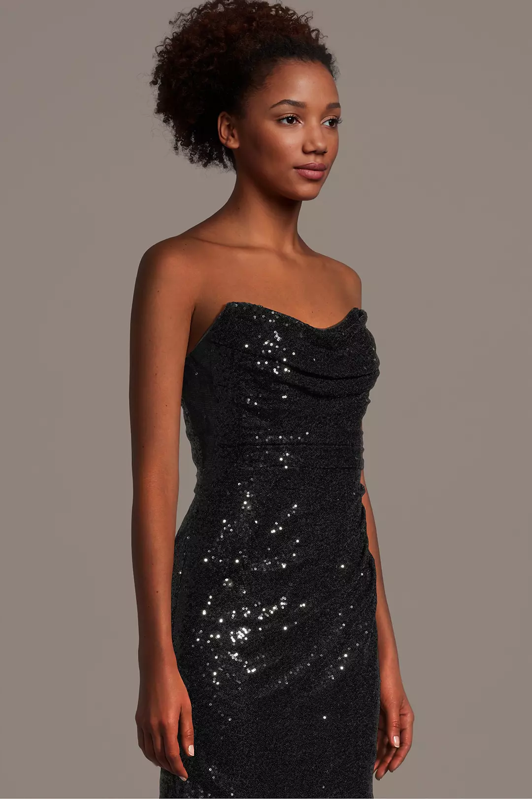 Sequin Mini Dress with Sculpted Strapless Neckline - Image 3
