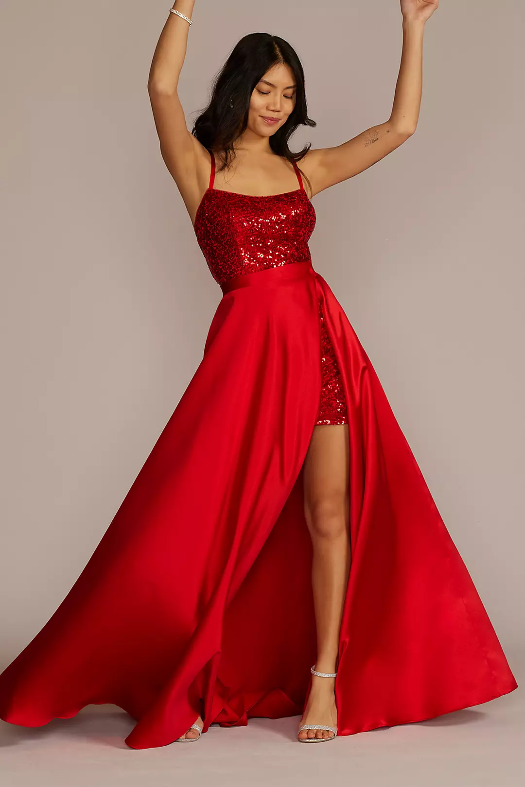 Sequin Mini Homecoming Dress with Removable Skirt - Image 15