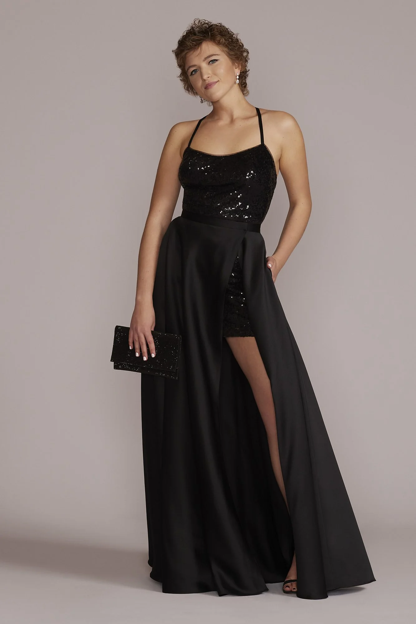 Sequin Mini Homecoming Dress with Removable Skirt - Image 3