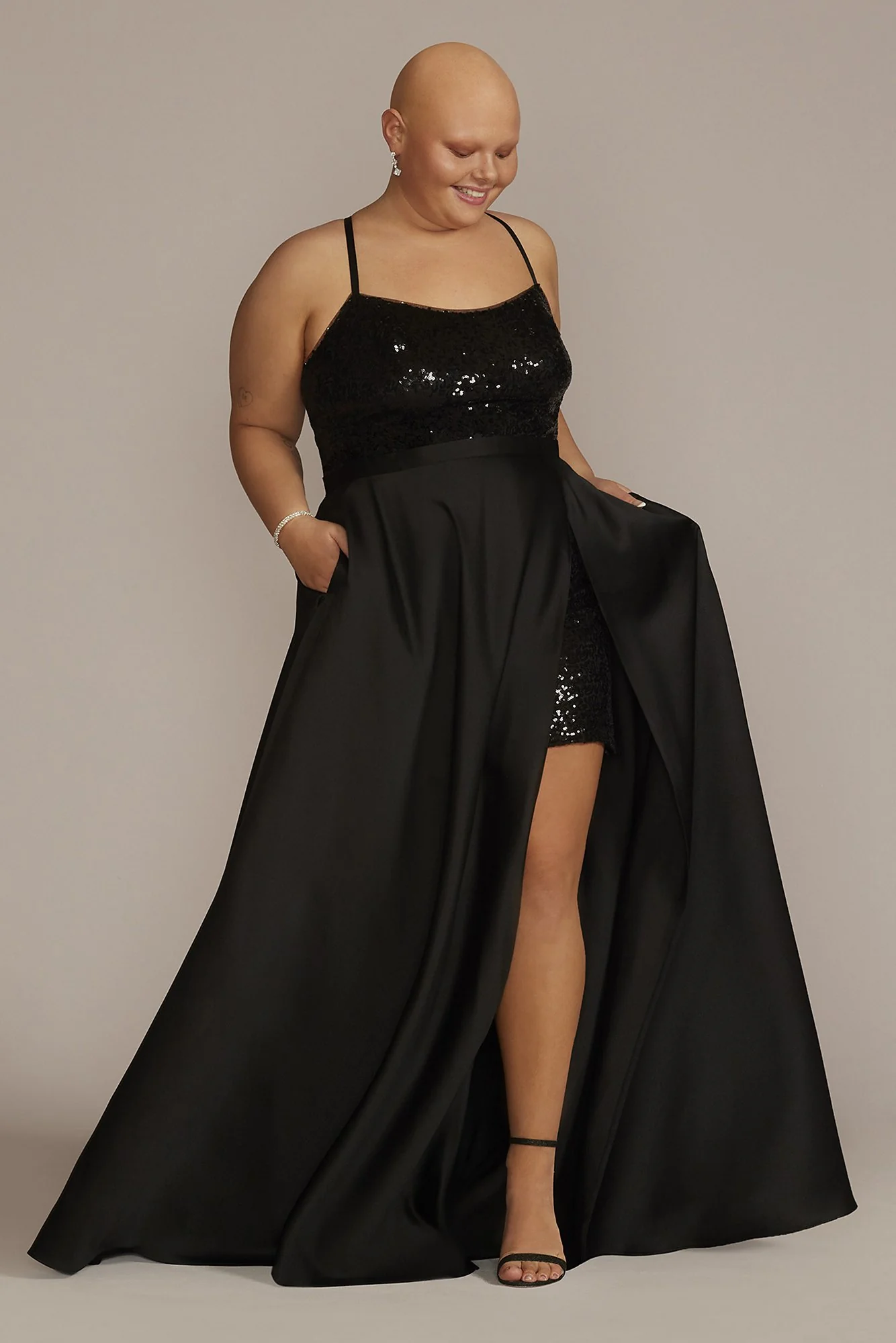 Sequin Mini Homecoming Dress with Removable Skirt - Image 4
