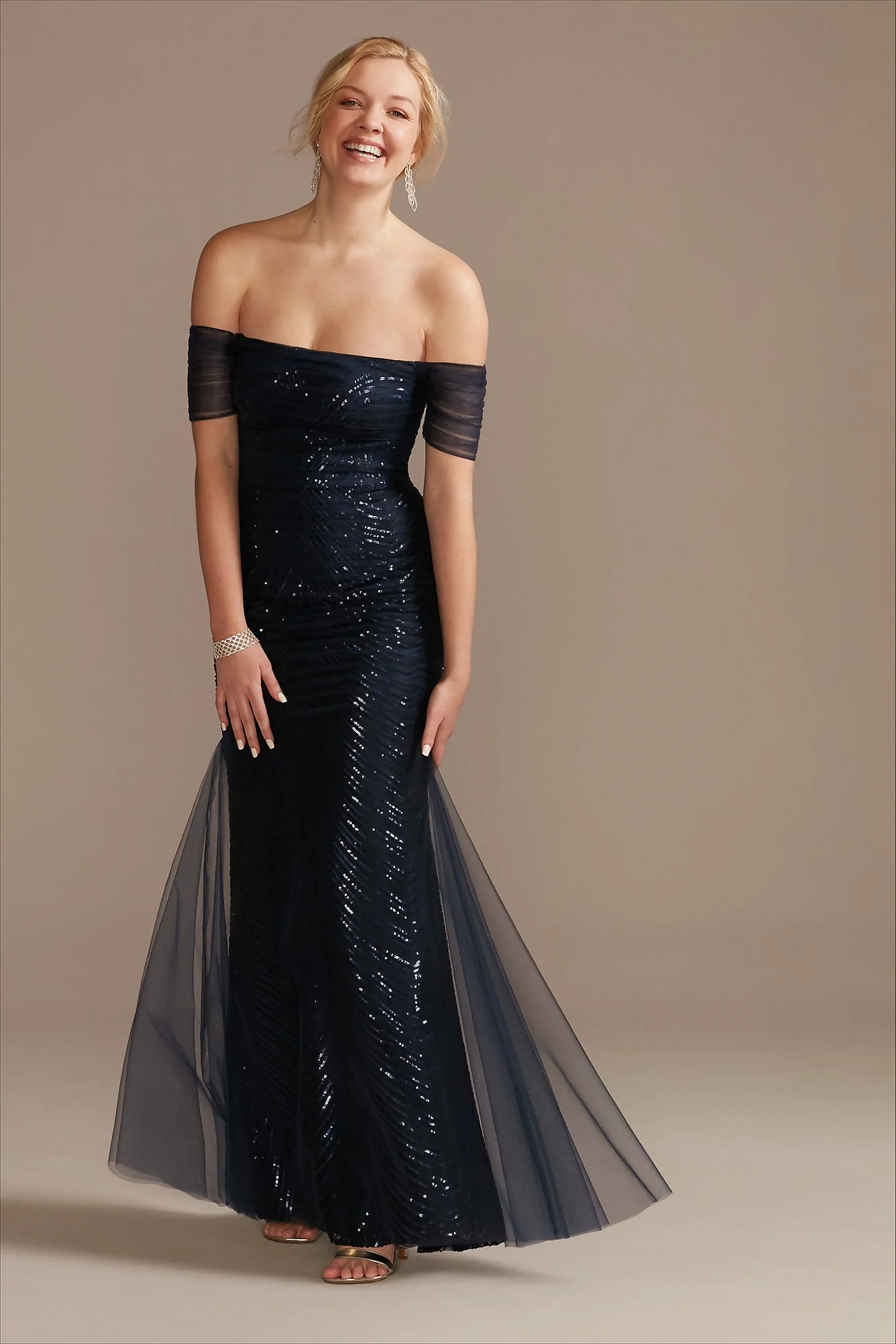 Sequin Off the Shoulder Sheath Dress