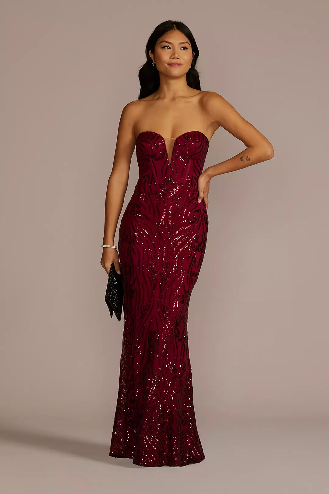 Sequin Strapless Gown with Sweetheart Neckline - Image 2