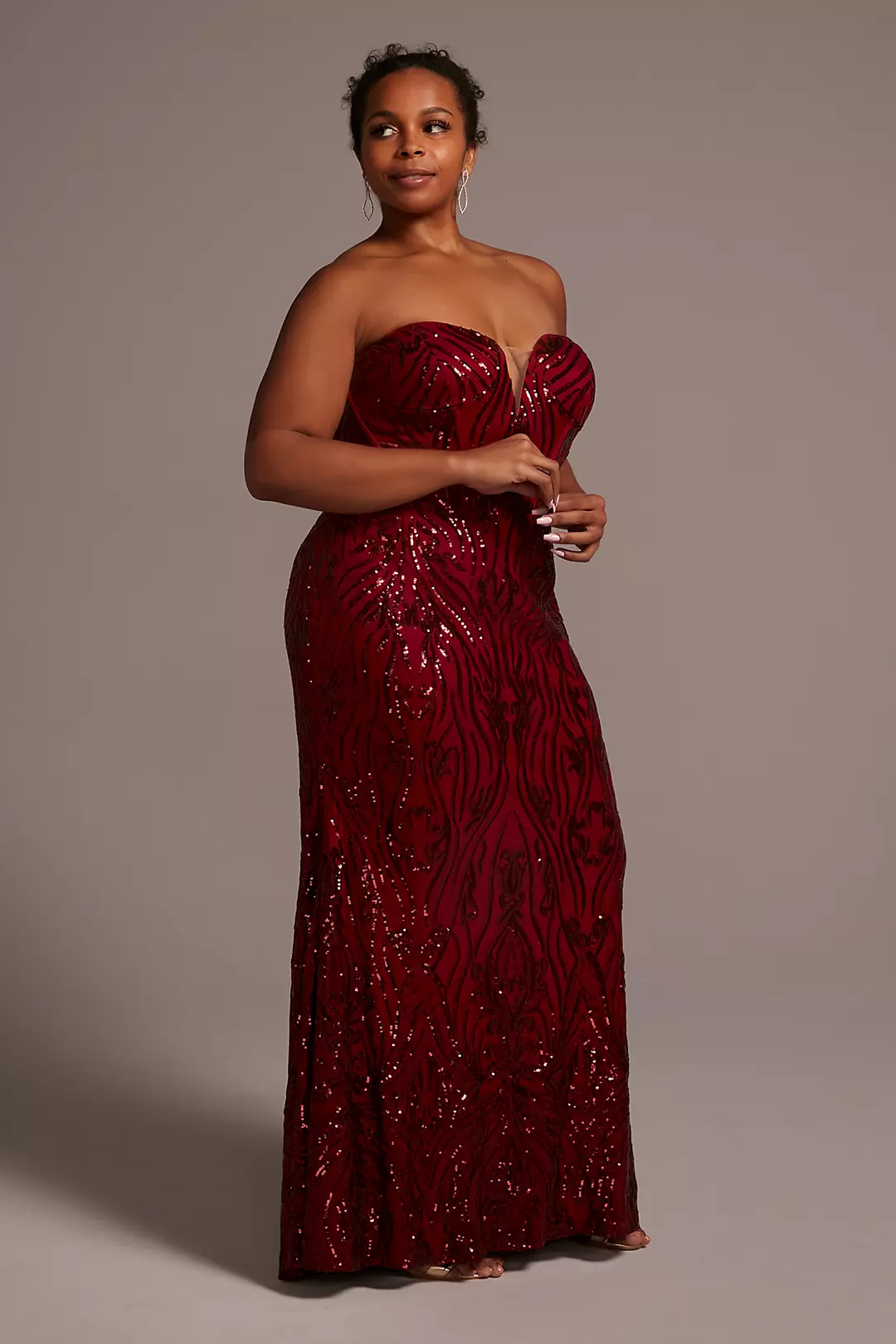 Sequin Strapless Gown with Sweetheart Neckline - Image 3
